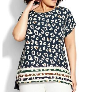 NWT Loralette Women's Plus Size Leopard Print Blouse Size 30/32 Casual Top